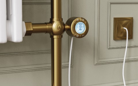 Brass & White Traditional Electric Bathroom Radiator